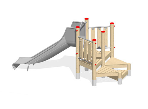 Structure de jeux avec plateformes (montants robinier lamellé-collé)
