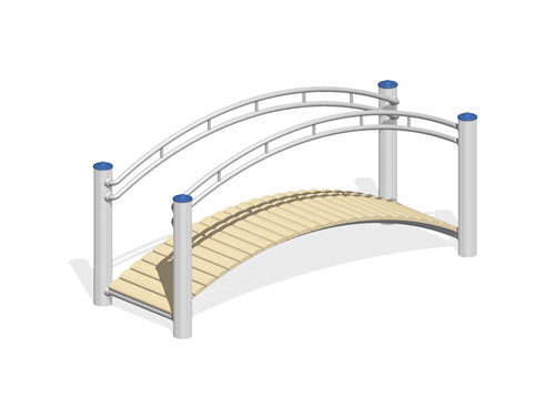 PONT COURBE AVEC MAIN-COURANTE - montants en inox