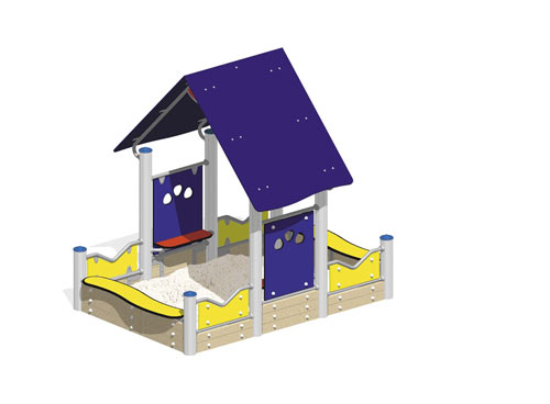 AIRE DE JEU DE SABLE AVEC TOITURE (longueur 2,65 m) - montants en inox