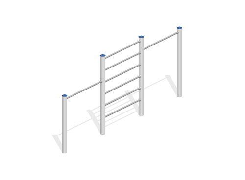 ESPALIER 1,90 m AVEC BARRES FIXES 1,35/1,65 m (montants en inox)