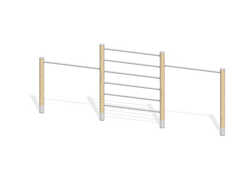 ESPALIER 1,90 m AVEC BARRES FIXES 1,35/1,65 m (montants en robinier lamellé-collé)
