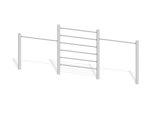 ESPALIER 1,90 m AVEC BARRES FIXES 1,35/1,65 m (montants en inox avec capuchon soudé)