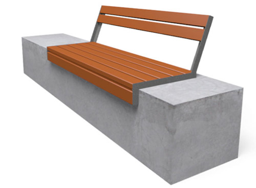 Banc HOP HOP 1,30 m - sur muret - dossier ouvert