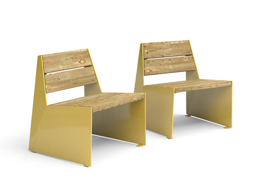 Fauteuil BLOC bois et acier galvanisé peint